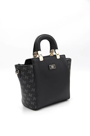 Kadın Omuz Çantası 1108-43124 SİLVER POLO  Kadın ÇANTASI M178 SİYAH PLATİN-MAT SİYAH