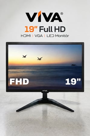 M-19 Premium 19” LED Monitör – Ultra Parlak Ekran, Dahili Hoparlör, HDMI & VGA