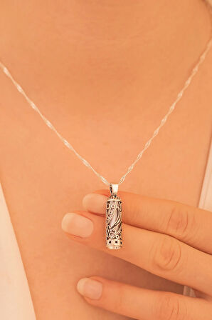 Kadın Gümüş Kolye - Gümüş Zülfikar Işlemeli Muska Cevşen Kadın Kolye