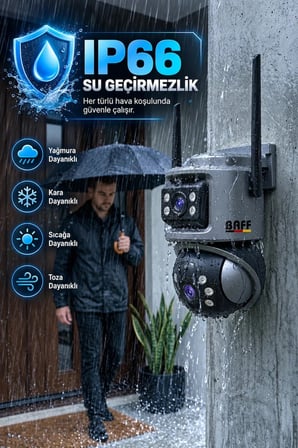 BAFF ICS-5632 6MP Çift Lens WiFi Akıllı Güvenlik Kamerası PTZ AI İnsan Algılama Hareket Takip Gece Görüşlü