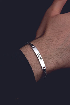 Erkek Gümüş Bileklik - 2.8 mm İsim Yazılabilir Kral Zincir Gümüş Bileklik