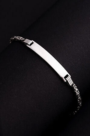 Erkek Gümüş Bileklik - 2.8 mm İsim Yazılabilir Kral Zincir Gümüş Bileklik