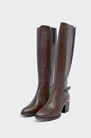 Hakiki Deri Fermuarlı Kadın Çizme