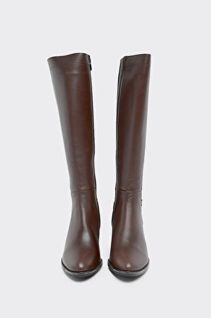 Hakiki Deri Fermuarlı Kadın Çizme