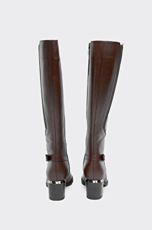 Hakiki Deri Fermuarlı Kadın Çizme