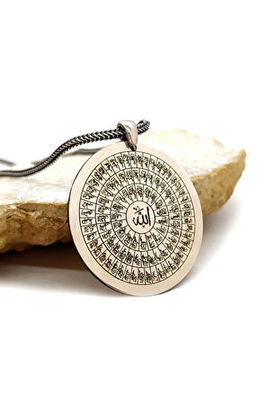 Erkek Gümüş Kolye - Esma-ül Hüsna Erkek 925 Gümüş Kolye Zincir