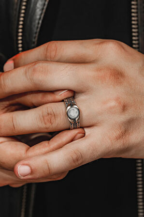 Erkek Gümüş Yüzük - Sarmal Model Zirkon Taşlı Ay Yıldız İşlemeli Erkek Yüzük