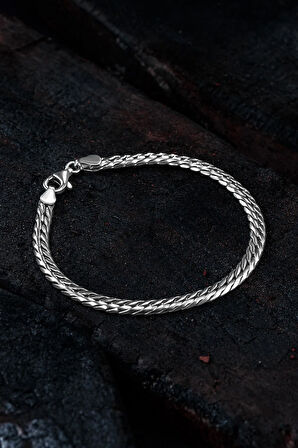 Erkek Gümüş Bileklik - 4,5 Mm Italyan Bombeli Zincir Gümüş Bileklik