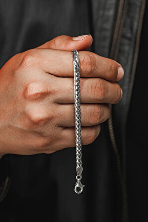 Erkek Gümüş Bileklik - 4,5 Mm Italyan Bombeli Zincir Gümüş Bileklik