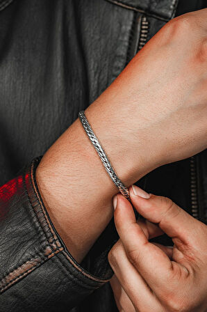 Erkek Gümüş Bileklik - 4,5 Mm Italyan Bombeli Zincir Gümüş Bileklik