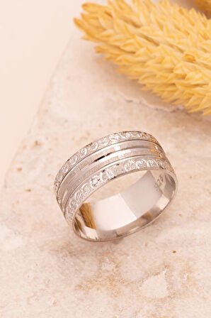 Atlantis Model Kadın Gümüş Tek Alyans Yüzük Nişan Söz Yüzükleri