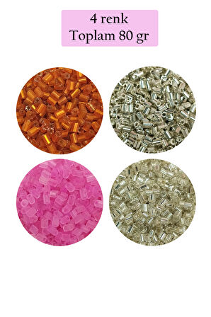 Kesme Cam Boncuk 2mm - 4 Renk - Toplam 80 Gram - BNC441
