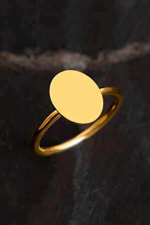 Kadın Gümüş Yüzük - El Işçiliği Altın Kaplama Elips Motifli Kadın Yüzük