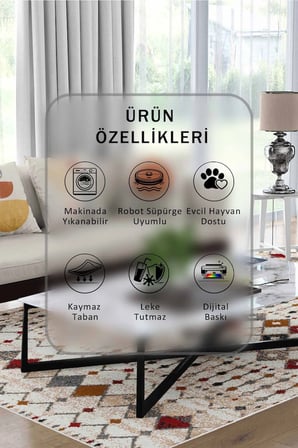 Yıkanabilir Kaymaz Taban Dijital Baskılı Halı ve Yolluk – Leke Tutmaz Salon & Mutfak Halısı