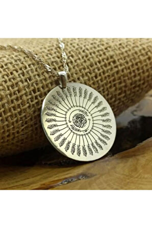 Kadın Gümüş Kolye - 925 Ayar 35 Besmele Duası Yazılı Beyaz Gümüş Kolye Zincir