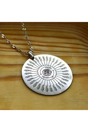 Kadın Gümüş Kolye - 925 Ayar 35 Besmele Duası Yazılı Beyaz Gümüş Kolye Zincir