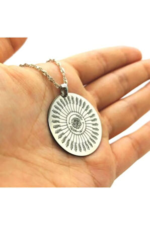 Kadın Gümüş Kolye - 925 Ayar 35 Besmele Duası Yazılı Beyaz Gümüş Kolye Zincir