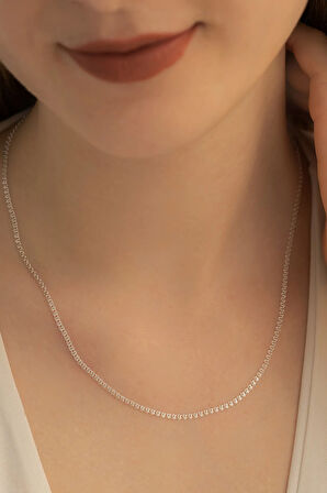 Kadın Gümüş Kolye - 925 Ayar 1.5 mm Love Zincir Model Gümüş Kadın Kolye