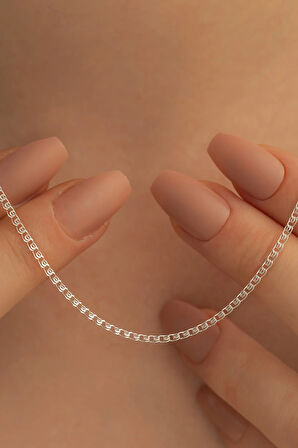 Kadın Gümüş Kolye - 925 Ayar 1.5 mm Love Zincir Model Gümüş Kadın Kolye