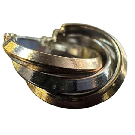 Uretti - İREM 3914 Üç Renkli Sarmal Çelik Halka Küpe