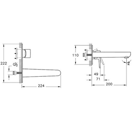 Artema Flow Soft Ankastre Lavabo Bataryası Krom