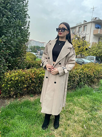 Zora Uzun Düğme Detay Trençkot TNS-4317