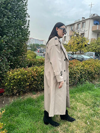 Zora Uzun Düğme Detay Trençkot TNS-4317