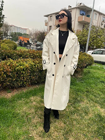 Zora Uzun Düğme Detay Trençkot TNS-4317