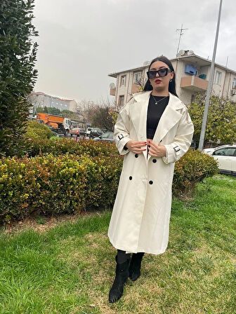 Zora Uzun Düğme Detay Trençkot TNS-4317