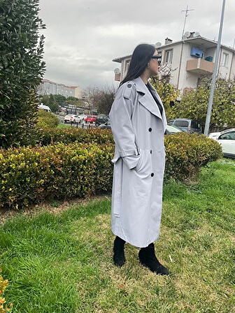 Zora Uzun Düğme Detay Trençkot TNS-4317