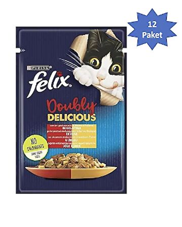 Felix Taze Sığır Etli Jöleli Pouch Yetişkin Kedi Konservesi 85 Gr 12 Adet