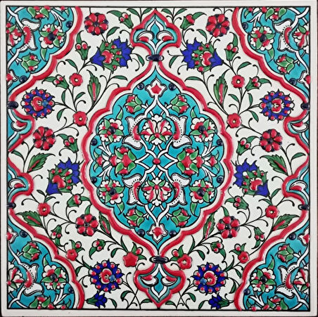 Armada Çini 20x20 Cm ED 307 Turkuaz İznik Rumi El dekoru Çini Pano