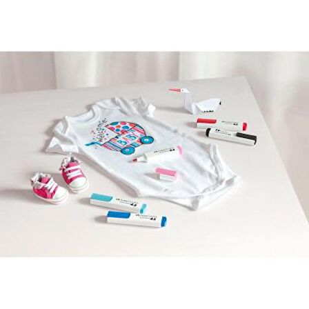Tekstil Markörü 5 Renkli Paket Faber-Castell Tekstil Marker 5 Renkli Keçeli Kalem