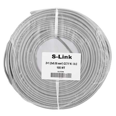 S-link SL-CT2100 2+1 2x0.50 (16x0.18 CCD) Folyolu Lüks 100M CCTV Kablo
