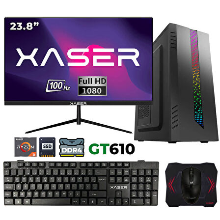 Xaser Xsr1214 Ryzen 5 3600 16GB Ram 512GB SSD 2GB GT610 23.8" Ultra Performanslı Ofis Bilgisayarı