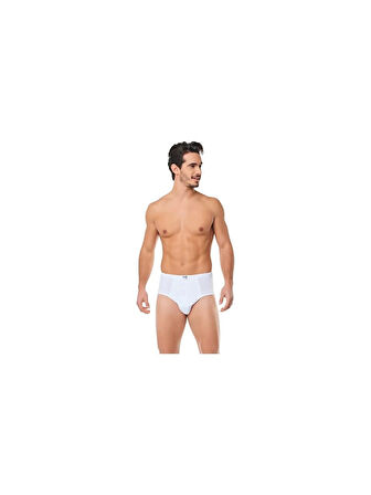 Tutku Seher Yıldızı 0005 (4NO-L) 12 Adet Penye Kom %100 Pamuk Slip Erkek Külot beyaz