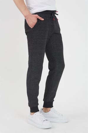 Erkek Siyah Içi Polarlı Slim Fit Paça Lastikli Jogger Eşofman Altı 