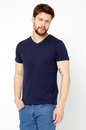 METALIC Erkek Çok Renkli T- Shirt Regular Fit Rahat Kesim V Yaka 3'lü Basic Tişört Paketi