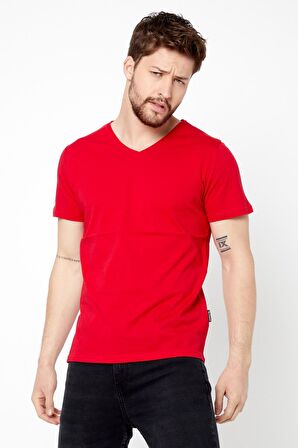 METALIC Erkek Çok Renkli T- Shirt Regular Fit Rahat Kesim V Yaka 3'lü Basic Tişört Paketi