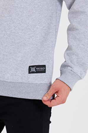 Bisiklet Yaka Etiket Detayı İçi Pamuklu Erkek Sweatshirt