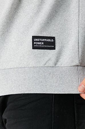Metalic Erkek Gri Basic Bisiklet Yaka Sweatshirt 