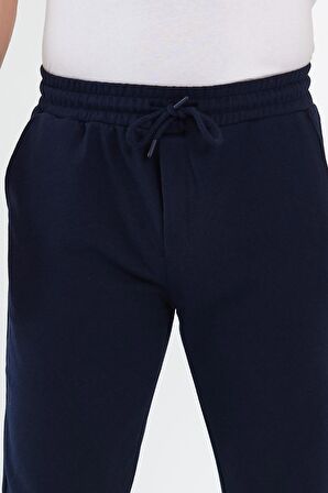 Erkek Siyah Arka Cep Etiket Detaylı Paça Lastikli Regular Fit Eşofman Altı