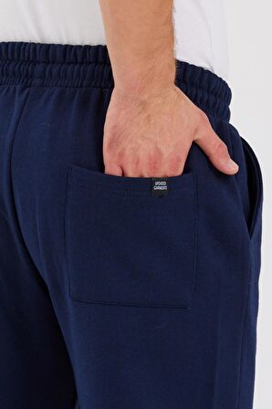 Erkek Siyah Arka Cep Etiket Detaylı Paça Lastikli Regular Fit Eşofman Altı