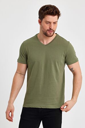METALIC Erkek Pamuklu Kısa Kollu V Yaka T-shirt MTLCO36