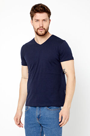 METALIC Erkek Pamuklu Kısa Kollu V Yaka T-shirt MTLCO36