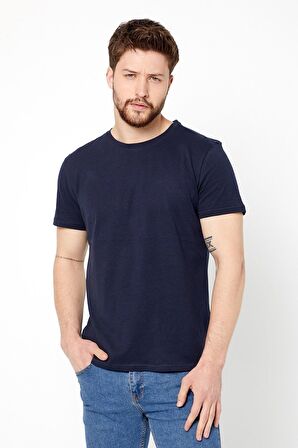 METALIC Erkek Çok Renkli T- Shirt Regular Fit Rahat Kesim Bisiklet Yaka 3'lü Basic Tişört Paketi