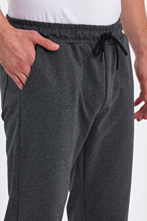 Erkek Antrasit Arka Cep Etiket Detaylı Paça Lastikli Regular Fit Eşofman Altı