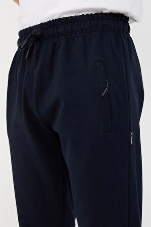 Lacivert Erkek Paça Ribanalı Cep Fermuar Detaylı Eşofman Altı MTLCE08