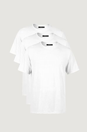 METALIC Erkek Çok Renkli T- Shirt Regular Fit Rahat Kesim Bisiklet Yaka 3'lü Basic Tişört Paketi
