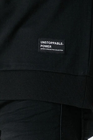 Erkek Siyah Basic 2 İplik Bisiklet Yaka Regular Fit Normal Kesim Sweatshirt 